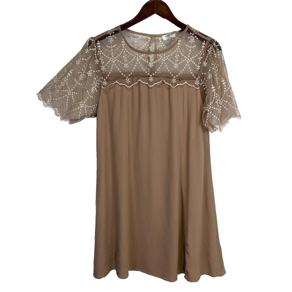 Umgee‎ Woman's Babydoll Dress Size M Camel Brown